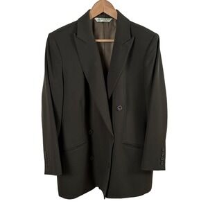 Vtg 90s Austin Reed Blazer 18P Olive Green‎ Worsted Wool Double-Breasted Career